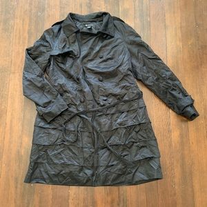 Black Ruffle Trench Coat